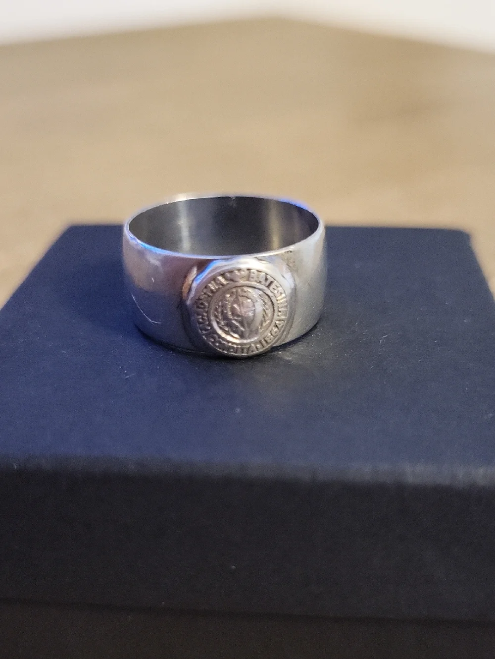 Vintage Sterling Silver Bates College Seal Signet Ring